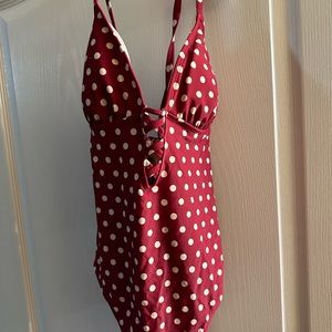 Red Polka Dot one-piece swimsuit